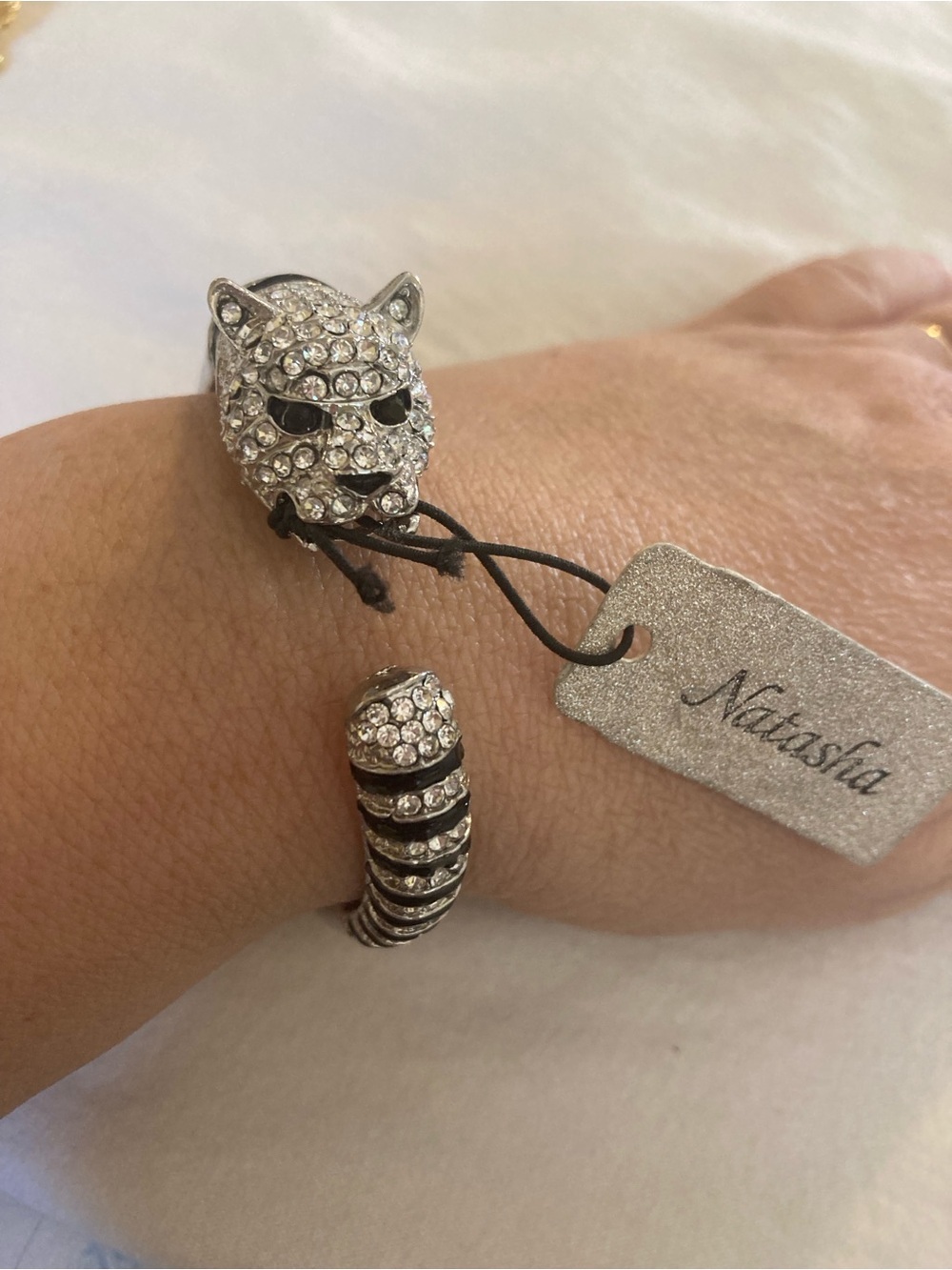 Natasha Cougar Panther Jeweled Cuff Bracelet